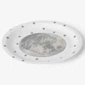 Zwei der weißen Silberjungen des Mond 2. Geburtsta Pappteller (Schrägansicht)
