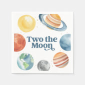 Zwei der Weltraum des Mond 2. Geburtstag Serviette (Vorderseite)