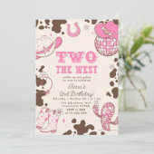Zwei der West Cowgirl 2. Geburtstag Einladung (Stehend Vorderseite)