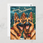 Zwei deutsche Hirten frohe Weihnachten Postkarte (Vorne/Hinten)
