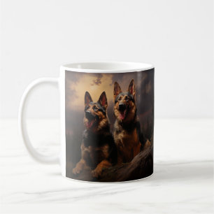 Zwei deutsche Hirten in der Abenddämmerung Kaffeetasse