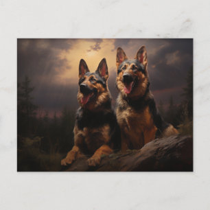 Zwei deutsche Hirten in der Abenddämmerung Postkarte