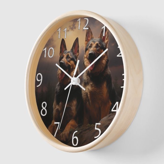 Zwei deutsche Hirten in der Abenddämmerung Uhr (Winkel)