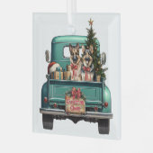 Zwei deutsche Schäferhunde LKW Weihnachten Ornament Aus Glas (Vorderseite links)