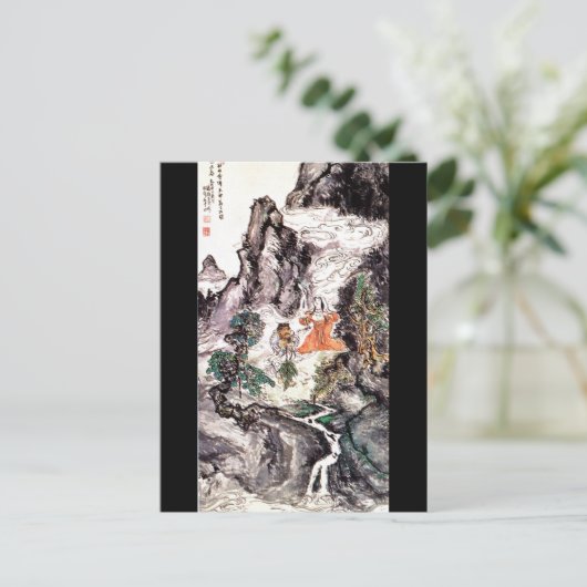Zwei Divinities tanzen c. 1924 Japanische Malerei Postkarte (Stehend Vorderseite)