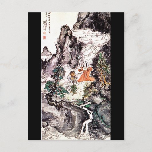 Zwei Divinities tanzen c. 1924 Japanische Malerei Postkarte (Vorderseite)