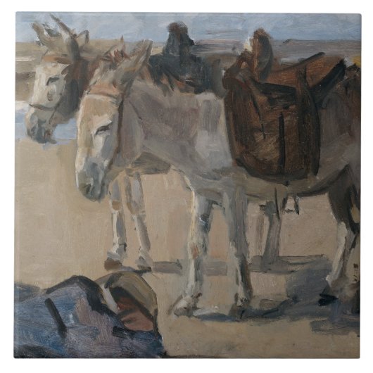 Zwei Donkeys (von Isaac Israels) Fliese (Vorderseite)
