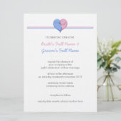 Zwei Doves ein Herz 2 Hochzeitsempfang Einladung (Stehend Vorderseite)