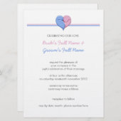 Zwei Doves ein Herz 2 Hochzeitsempfang Einladung (Vorne/Hinten)