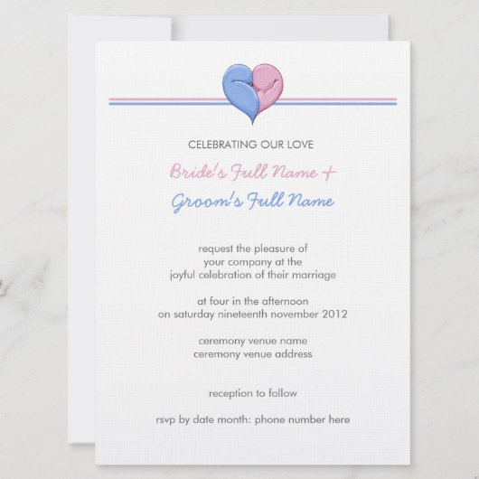 Zwei Doves ein Herz 2 Hochzeitsempfang Einladung (Vorderseite)