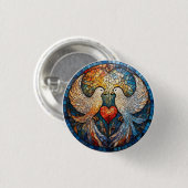 Zwei Doves Elegantes Glaskunstwerk Button (Vorne & Hinten)