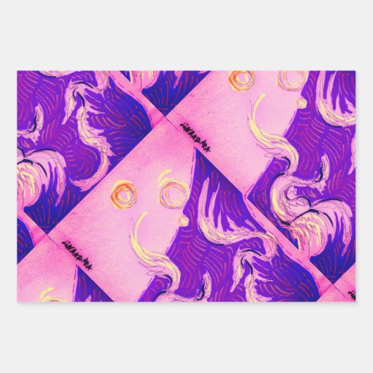 Zwei Drachen, drei Sonnen Geschenkpapier Set (Vorderseite 3)