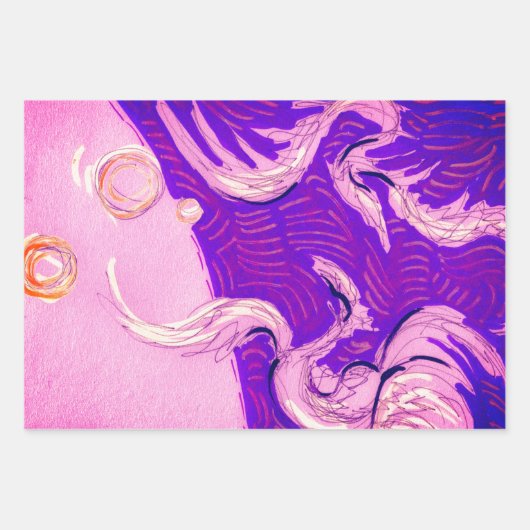 Zwei Drachen, drei Sonnen Geschenkpapier Set (Vorderseite)