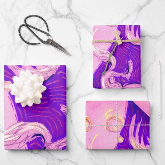 Zwei Drachen, drei Sonnen Geschenkpapier Set (Vorderseite)