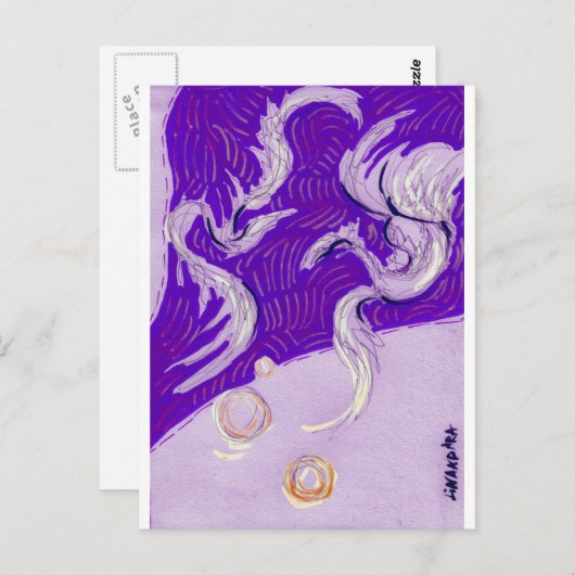 Zwei Drachen, drei Sonnen Postkarte (Vorne/Hinten)