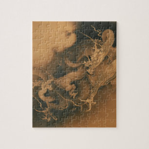 Zwei Drachen in Wolken Vintage Puzzle