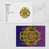 ZWEI DRAGONS / GOLD ZELLTIKKNOTEN Lila Visitenkarte (Vorne/Hinten)