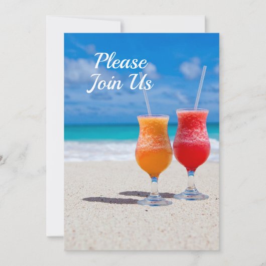 Zwei Drinks Beach Party Themen Einladung (Vorderseite)