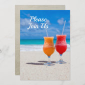 Zwei Drinks Beach Party Themen Einladung (Vorne/Hinten)