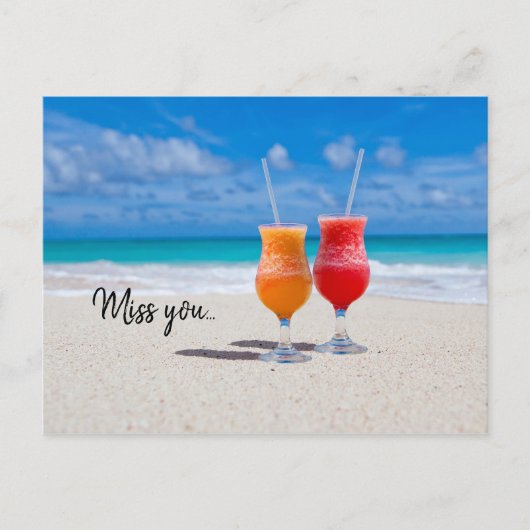 Zwei Drinks tropischen Strand Miss Sie Postkarte (Vorderseite)