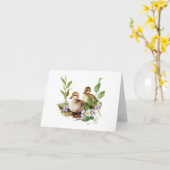 Zwei Ducklings mit Blume BLANK Karte (Gelbe Blume)