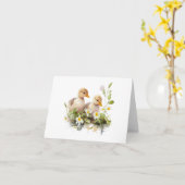 Zwei Ducklings mit Daisies BLANK Karte (Gelbe Blume)
