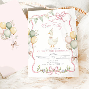 Zwei dumme Gänse Rosa Mädchen 2. Geburtstag Einladung