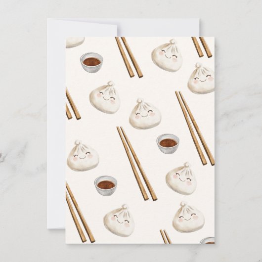 Zwei Dumplings Dim Sum Gender Neutral Baby Dusche Einladung (Rückseite)