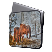 Zwei Dun Kastanienpferde Bitter Equine Foto Laptopschutzhülle (Vorderseite Links)