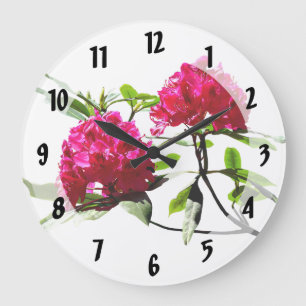 Zwei dunkelrote Rhododendren Große Wanduhr