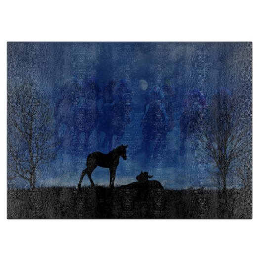 Zwei durchdachte Racehorse Foals Cutting Board Schneidebrett (Vorderseite)