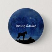 Zwei durchgeklebte Racehorse Foals Round Button Bu (Vorderseite)