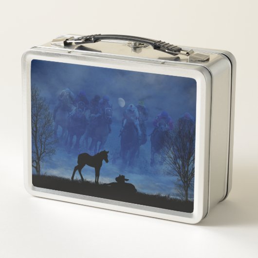 Zwei durchgekrönte Racehorse Foals Lunch Box (Rückseite)