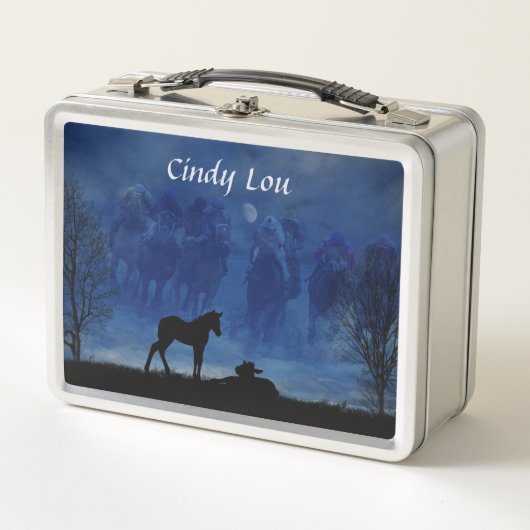Zwei durchgekrönte Racehorse Foals Lunch Box (Vorderseite)
