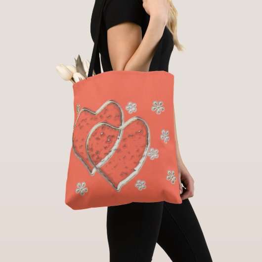 zwei durchsichtige Herzen, romantische Hochzeit Tasche (Von Nahem)