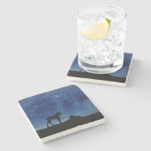 Zwei durchsichtige Racehorse Foal Stone Untersetze Steinuntersetzer (Seitenansicht)