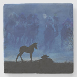 Zwei durchsichtige Racehorse Foal Stone Untersetze Steinuntersetzer