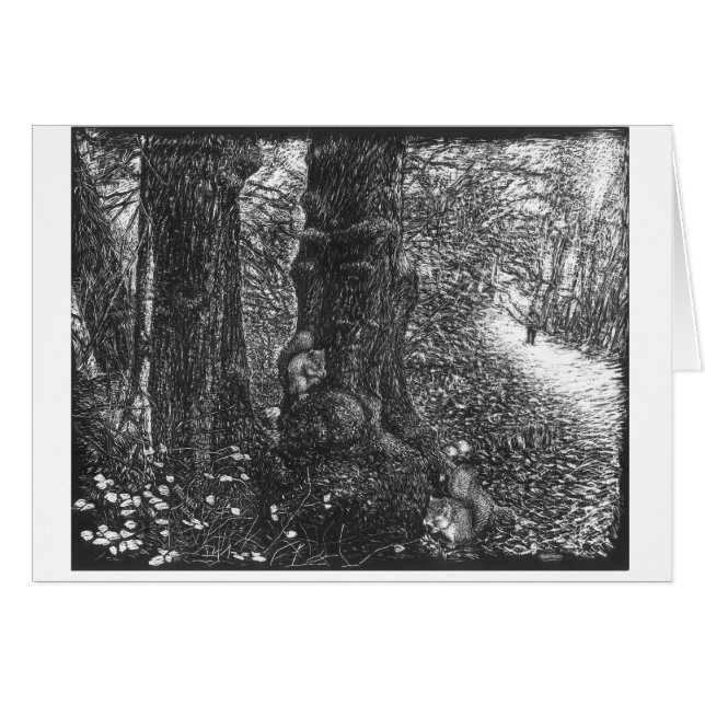 Zwei Eichhörnchen im Wald (Vorderseite (Horizontal))