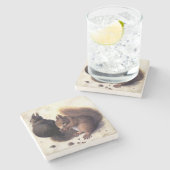 "Zwei Eichhörnchen" von Albrecht Dürer Steinuntersetzer (Seitenansicht)