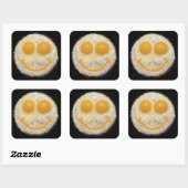 Zwei Eier im Bratpfanne mit Lächeln Quadratischer Aufkleber (Blatt)