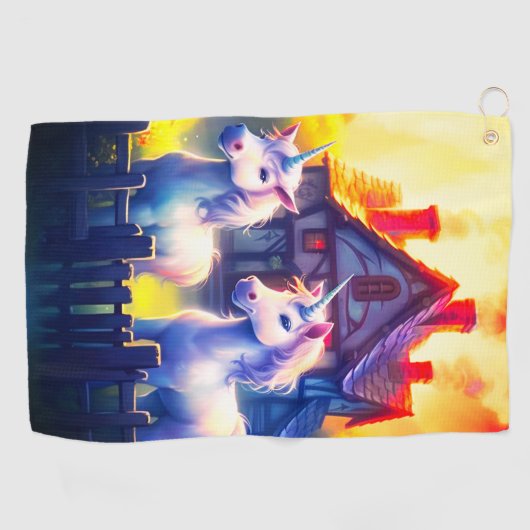 Zwei Einhörner Golfhandtuch (Horizontal)