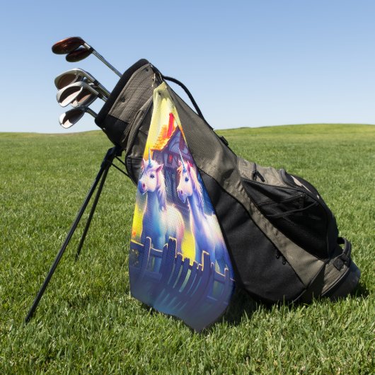 Zwei Einhörner Golfhandtuch (Gras)