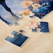 Zwei Einhörner zusammen unter dem Sternenhimmel Puzzle (Seite)