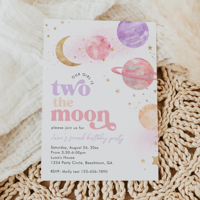Zwei Einladungen für das Mond Girl zum Geburtstag
