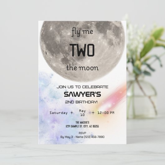 Zwei Einladungen zum Geburtstag des Mondes (Stehend Vorderseite)