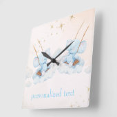 Zwei Elefanten fliegen Quadratische Wanduhr (Winkel)