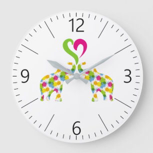 Zwei Elefanten in der Liebe Große Wanduhr