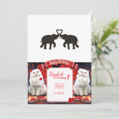 Zwei Elefanten-Liebe-Silhouetten Einladung (Stehend Vorderseite)