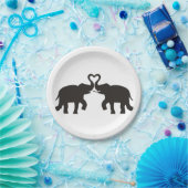 Zwei Elefanten-Liebe-Silhouetten Pappteller (Party)