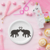 Zwei Elefanten-Liebe-Silhouetten Pappteller (Party)